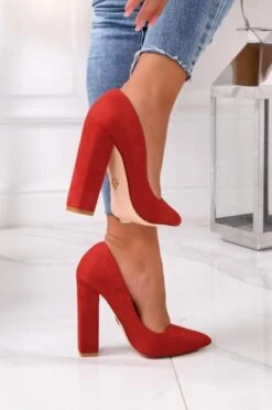 Decolletèrosse Scamosciate Con Tacco Comodo -Negozio al dettaglio Alexoo 38 37