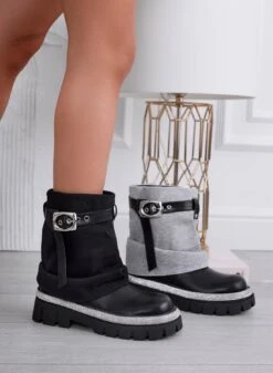 SALLY - Stivaletti Neri Con Risvolto E Bordo In Strass -Negozio al dettaglio Alexoo 3 09a675e3 52c2 429a 9a62 ecdf26ce58a2