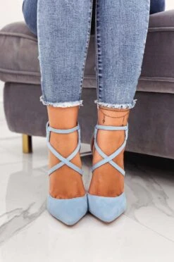 Decolletè Azzurre Scamosciate Con Tacco Alto -Negozio al dettaglio Alexoo 3 14 208