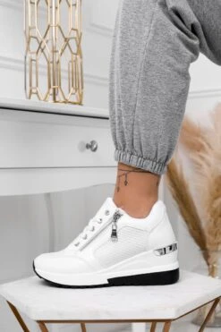 Sneakers Bianche Con Zip Laterale -Negozio al dettaglio Alexoo 3 3 267