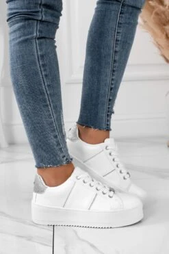 MORENA - Sneakers Bianche Con Inserti Glitter Argento -Negozio al dettaglio Alexoo 3 3 289