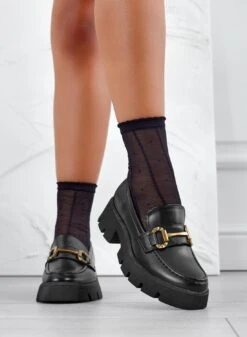 Mocassini Neri Con Fibbia Oro -Negozio al dettaglio Alexoo 3 47cd2363 b701 4d04 8fe9 44108f86c744