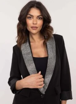 Giacca Blazer Nera Con Colletto In Strass -Negozio al dettaglio Alexoo 3 50551c00 092d 4097 a90a f1106dc73133