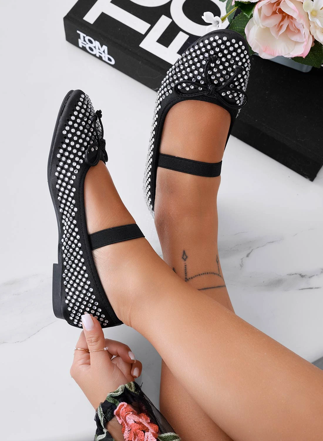 ANTEA - Ballerine Nere Gioiello Con Fiocco 3 ANTEA - Ballerine Nere Gioiello Con Fiocco - immagine 3