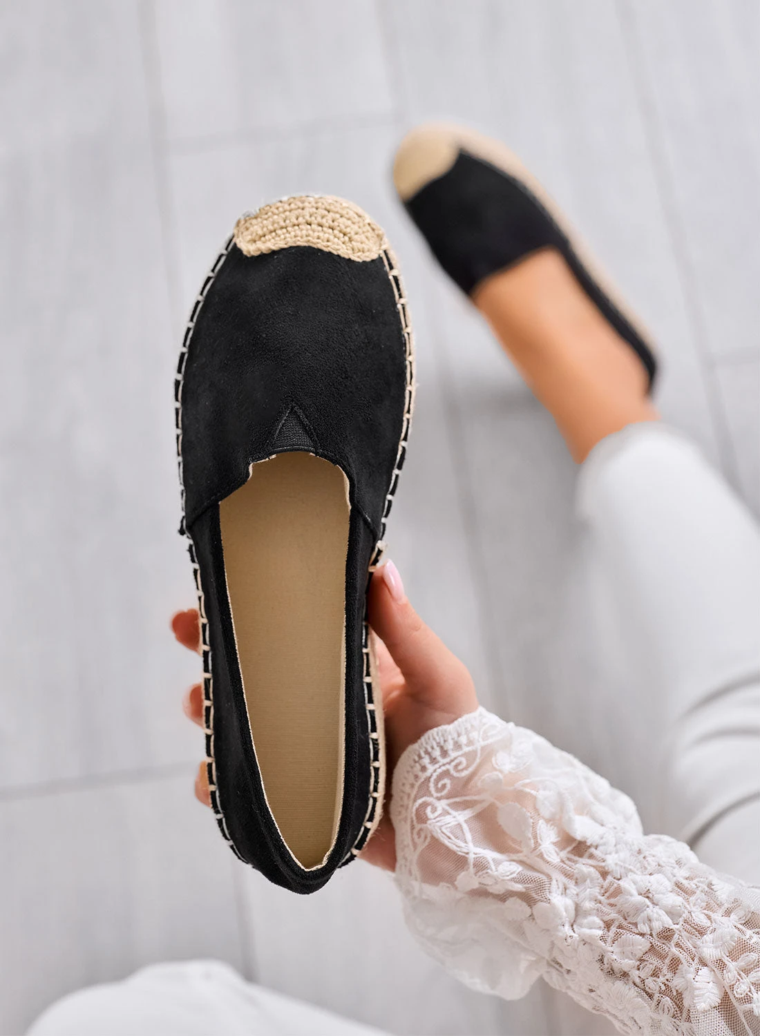 SAWANA - Espadrillas Nere Platform In Similcamoscio Con Punta In Juta 2 SAWANA - Espadrillas Nere Platform In Similcamoscio Con Punta In Juta - immagine 2