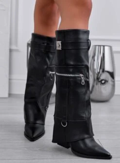 Stivali Neri Con Risvolto E Zip -Negozio al dettaglio Alexoo 3 99e6f603 f675 4877 897a 6b62edc74528