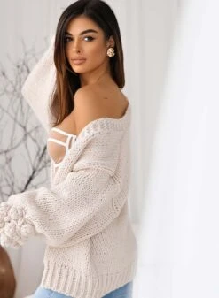 Cardigan Beige In Maglia -Negozio al dettaglio Alexoo 3 b1a727eb cfbc 43bc 951a 32d72d4d8bbe