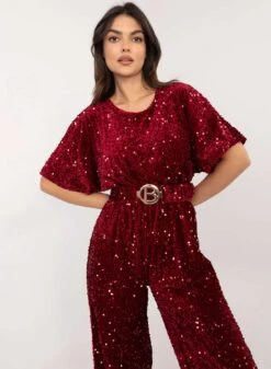 Tuta Bordeaux In Paillettes Con Cintura In Vita 6 Tuta Bordeaux In Paillettes Con Cintura In Vita -Negozio al dettaglio Alexoo 3 d4a03d73 b8d9 46aa 9a53 2d870cf945bb