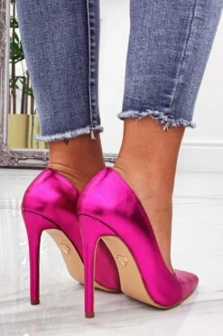 Decolletè Fuxia Metallizzate Con Tacco Alto