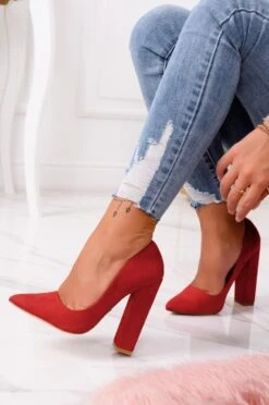 Decolletèrosse Scamosciate Con Tacco Comodo -Negozio al dettaglio Alexoo 40 36