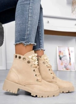 LEANNA - Stivaletti Bassi Beige Alexoo Con Perle E Pietre -Negozio al dettaglio Alexoo 4 17419d42 763f 49ed ac7c 03a57b428c10