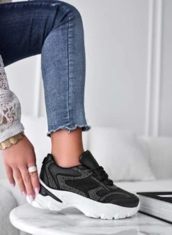 MEGHAN - Sneakers Nere Con Strass