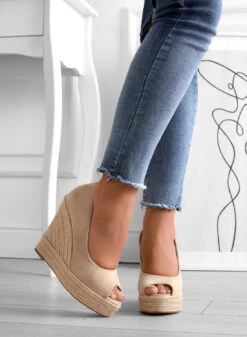 CLEO - Espadrillas Alexoo Beige Scamosciate Con Zeppa