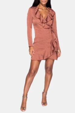 Abito A Pois Con Scollo A V Mattone -Negozio al dettaglio Alexoo 4 6 378 98a36787 3481 486f 8c9f ed50e5926e01