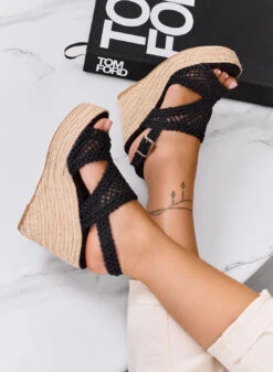 PEARL - Sandali Nere Con Zeppa In Corda E Intreccio Crochet -Negozio al dettaglio Alexoo 4 6f24b421 73da 4212 8192 832af15e1d08