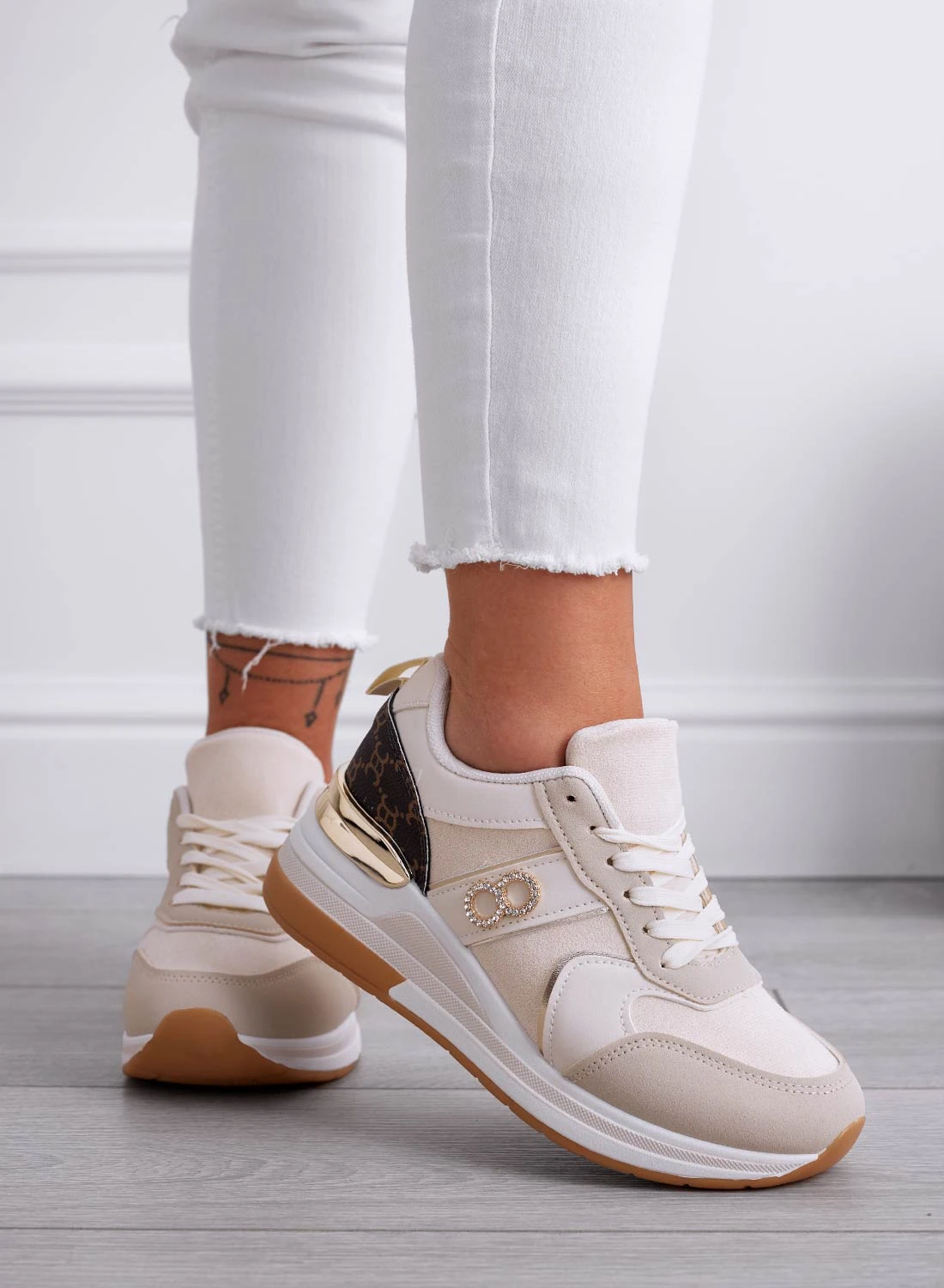 Sneakers Beige Con Inserto Stampato 5 Sneakers Beige Con Inserto Stampato - immagine 5