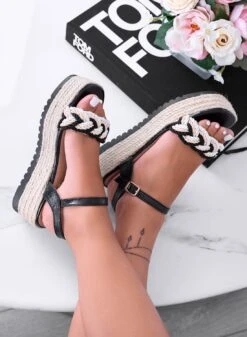 ALAN - Sandali Espadrillas Neri Con Fascia Intrecciata -Negozio al dettaglio Alexoo 4 88ec21e8 782f 44bb bf9d d3b9ef655a7a