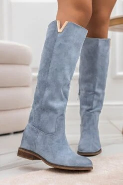 RANDA - Stivali Alexoo Azzurri Scamosciati Con Zeppa Interna