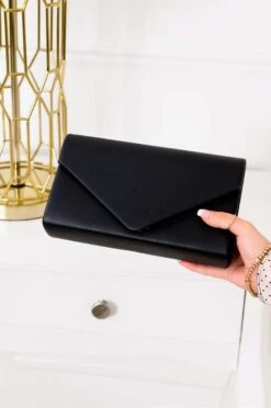 Borsa Pochette Nera In Finta Pelle B202