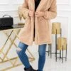 Cappotto Teddy Fango Con Tasche E Bottoni