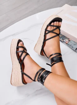 HOT SUN - Sandali Platform Espadrillas Stringate Neri Alexoo -Negozio al dettaglio Alexoo 4 cb2dce0a d19c 4ed3 a23c 3bd6d092ef0e