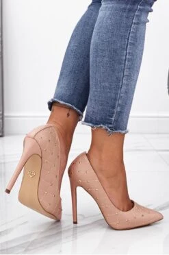 LOVELY - Decolletè Rosa Trapuntate Con Borchie Oro