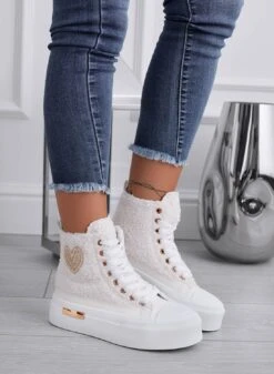 Sneakers Panna Alte In Ecopelliccia Con Cuore Oro -Negozio al dettaglio Alexoo 5 05361dcf 6394 414f a294 dadb89998d66