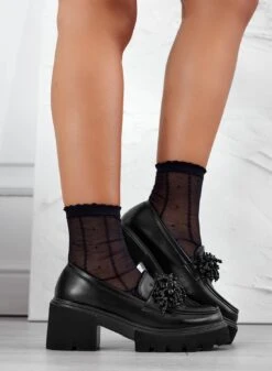 Mocassini Francesine Neri Con Tacco E Decorazione -Negozio al dettaglio Alexoo 5 19a6029c 221c 4e74 a354 d58e4ff67617