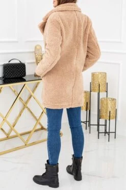 Cappotto Teddy Fango Con Tasche E Bottoni -Negozio al dettaglio Alexoo 5 1 214
