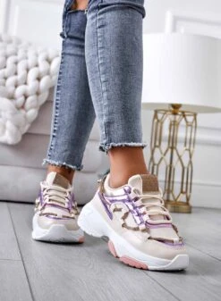 Sneakers Beige Con Suola Alta E Strass -Negozio al dettaglio Alexoo 5 60679116 20df 46a7 a322 038d12290477