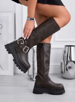 CLIO - Stivali Marroni Con Fibbie Laterali -Negozio al dettaglio Alexoo 5 c9a69645 8d57 4c8b b631 6839e6a78501