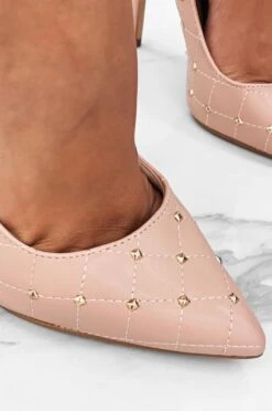 LOVELY - Decolletè Rosa Trapuntate Con Borchie Oro -Negozio al dettaglio Alexoo 6 13 248