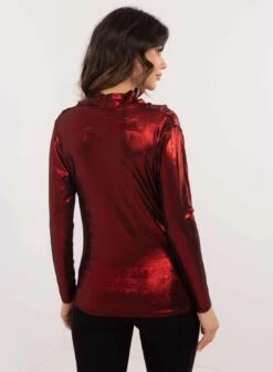 Maglia Rossa Metallizzata Con Scollo Morbido -Negozio al dettaglio Alexoo 6 283306a1 f334 4b79 97bd ad5b807894f0