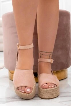 LICIA - Espadrillas Rosa Scamosciate Con Zeppa E Cinturino