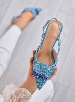 RUSH - Décolleté Azzurre Slingback Intrecciate Con Applicazione Gioiello -Negozio al dettaglio Alexoo 6 56d4f9e9 0e93 4678 be19 b6fa9a4a6298