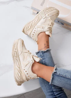 ELLIOT - Sneakers Chunky Beige Con Dettagli Oro -Negozio al dettaglio Alexoo 7 1db89c13 0587 49c1 880b 35986a1e1f69
