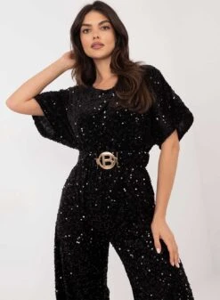 Tuta Nera In Paillettes Con Cintura In Vita 6 Tuta Nera In Paillettes Con Cintura In Vita -Negozio al dettaglio Alexoo 7 1e923588 d3c4 4489 bb07 d03b952ab772