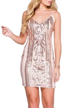 Abito Con Bretelle E Paillettes - Rosa