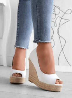 CLEO - Espadrillas Bianche In Finta Pelle Con Zeppa