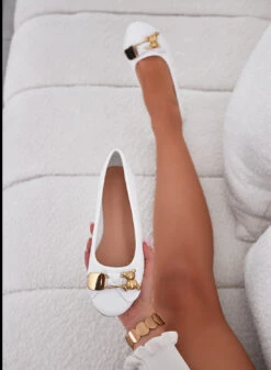 Ballerine Bianche Con Spilla Teddy Oro