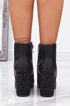 Tronchetti Stivaletti Neri Con Tacco Comodo Gioiello -Negozio al dettaglio Alexoo 7 9 94