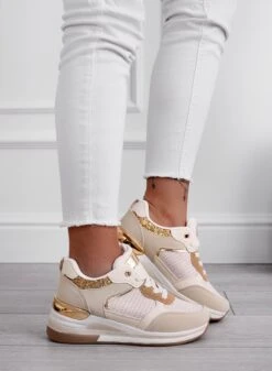 RIVET - Sneakers Beige Con Inserti Glitter Oro -Negozio al dettaglio Alexoo 7 9c5da14e fc81 427b 96e0 561771662b86