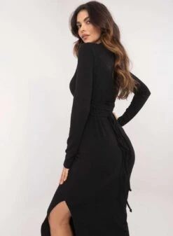 Abito Longuette Nero A Costine Con Spacco Laterale -Negozio al dettaglio Alexoo 7 b4d9fa50 256f 40aa 8e6f f0f57c94242e