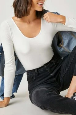 Maglia Body Bianca Maniche Lunghe A Costine -Negozio al dettaglio Alexoo 8 01b05558 e0a2 4a1e bd69 fcd0fc836bd9