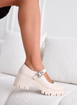 Scarpe Mary Jane Beige Con Cinturino E Fibbia -Negozio al dettaglio Alexoo 8 13a3a81f ac84 4d7d a404 7969b29a3ecd