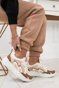Sneakers Con Onde Beige Marroni -Negozio al dettaglio Alexoo 8 1 81