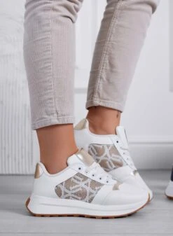 HARRIS - Sneakers Da Donna Bianca Con Trama Elegante E Dettagli Oro -Negozio al dettaglio Alexoo 8 c8459036 22a2 4ce6 9d6c dac3596be958