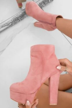 FELICIA - Tronchetti Scamosciati Con Tacco Alto Rosa