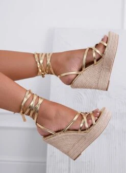 HAZEL - Sandali Espadrilles Alexoo Oro Metallizzati Con Lacci -Negozio al dettaglio Alexoo 9 70b32754 518a 401c b26e 586649871b5d