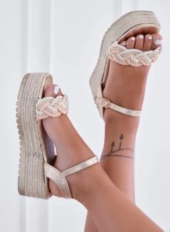 ALAN - Sandali Espadrillas Oro Con Fascia Intrecciata